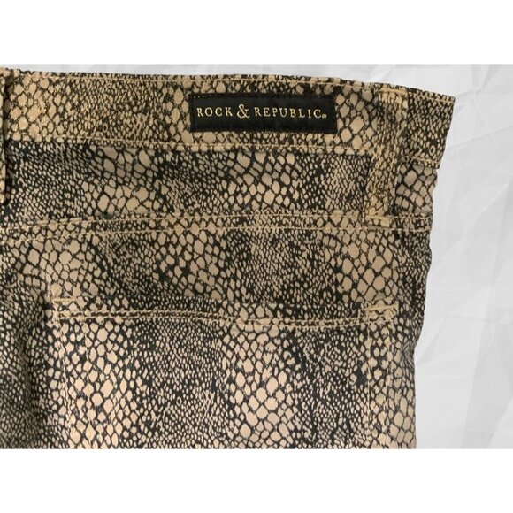 Rock & Republic Women Size Snake Skin Gold Metallic 5 pocket  Mid Rise Jeans 12 - Picture 9 of 10